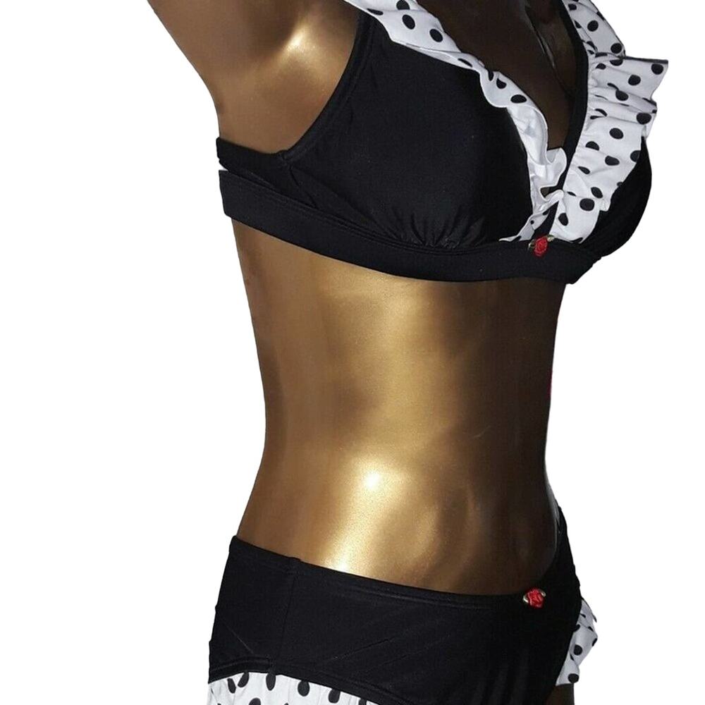 NWT Betsey Johnson Sz S DOTS AMORE Polka Dot Ruffle Bikini Top - Picture 5 of 8